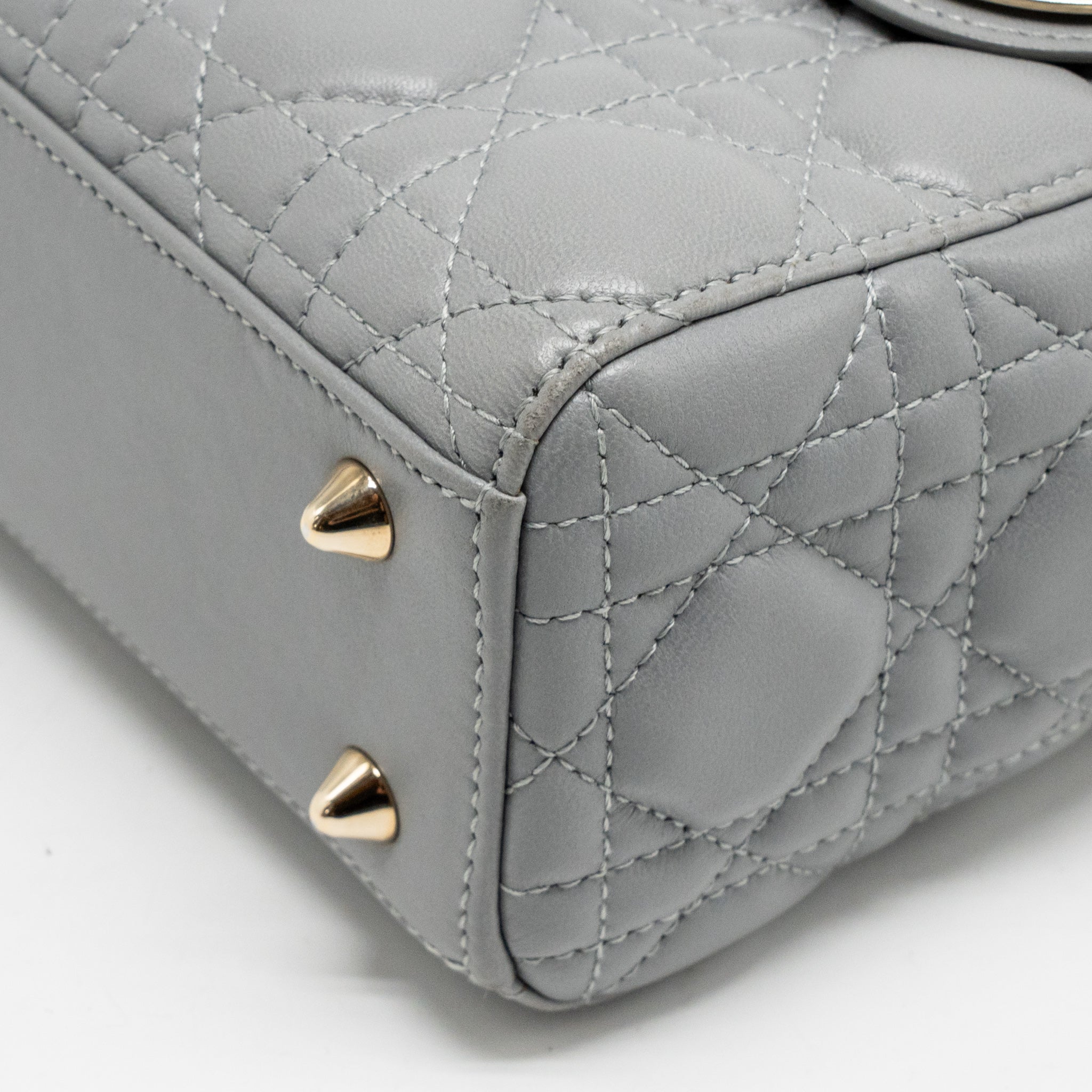 DIOR SMALL LADY DIOR MY ABCDIOR BAG CANNAGE LAMBSKIN GREY LGHW