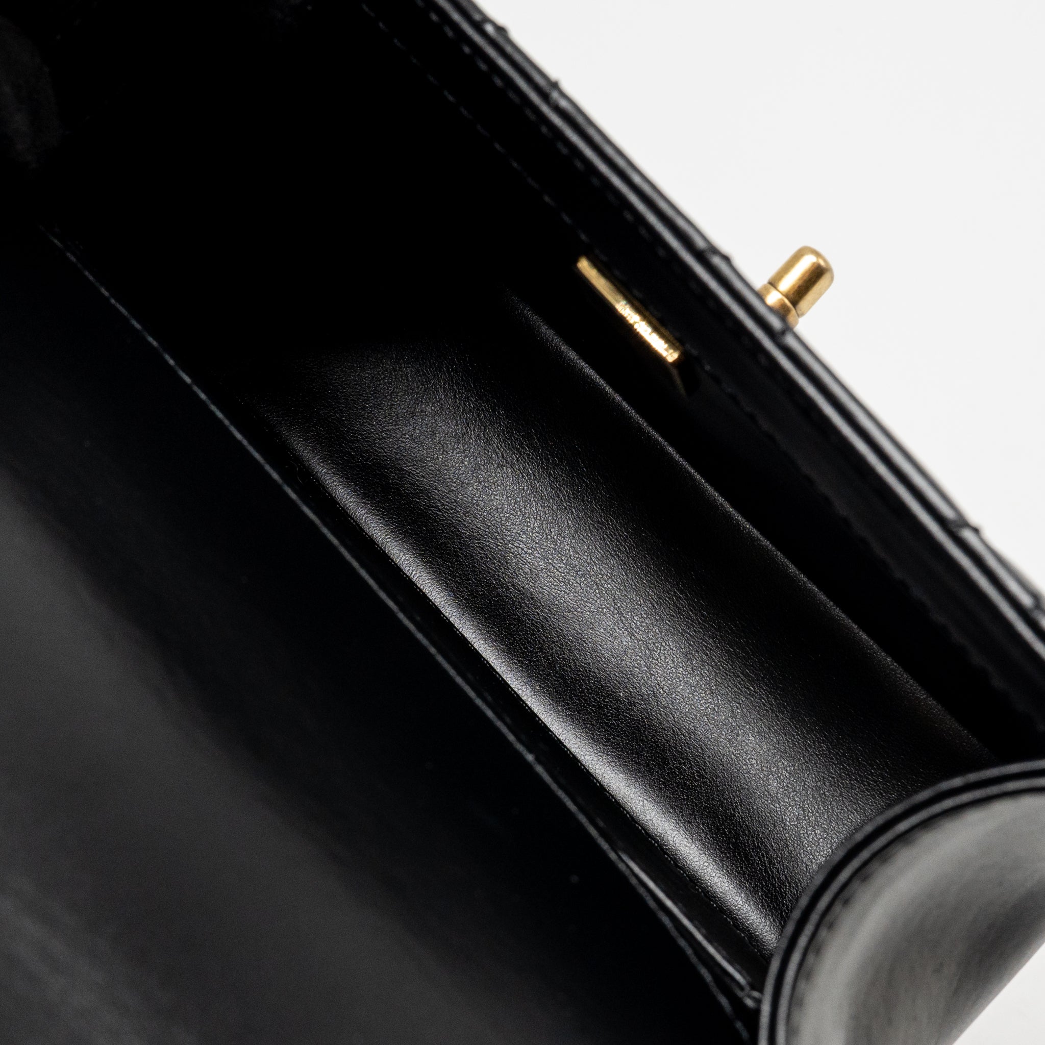 CHANEL GOLD CRUSH MINI FLAP BAG CALFSKIN BLACK GHW (MICROCHIP)