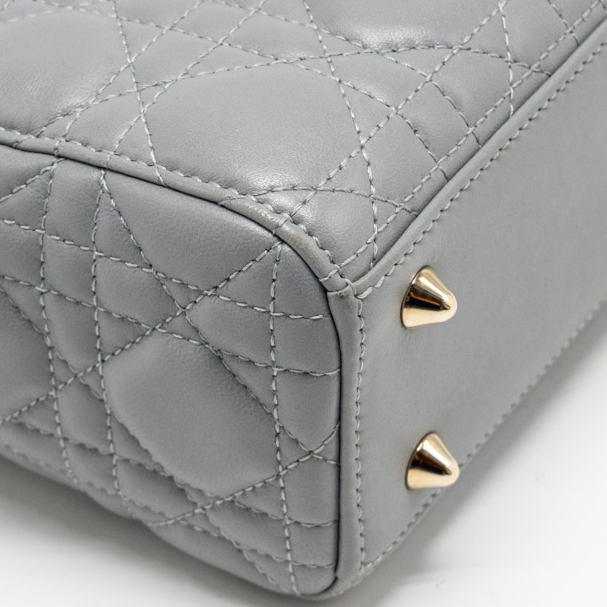 DIOR SMALL LADY DIOR MY ABCDIOR BAG CANNAGE LAMBSKIN GREY LGHW