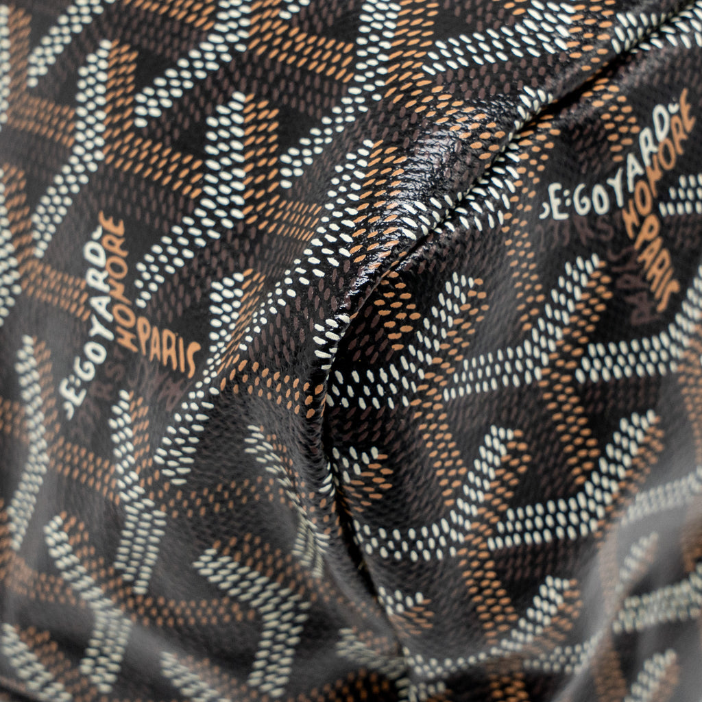 GOYARD BOHEME HOBO BAG GOYARDINE CANVAS/CALFSKIN BROWN SHW
