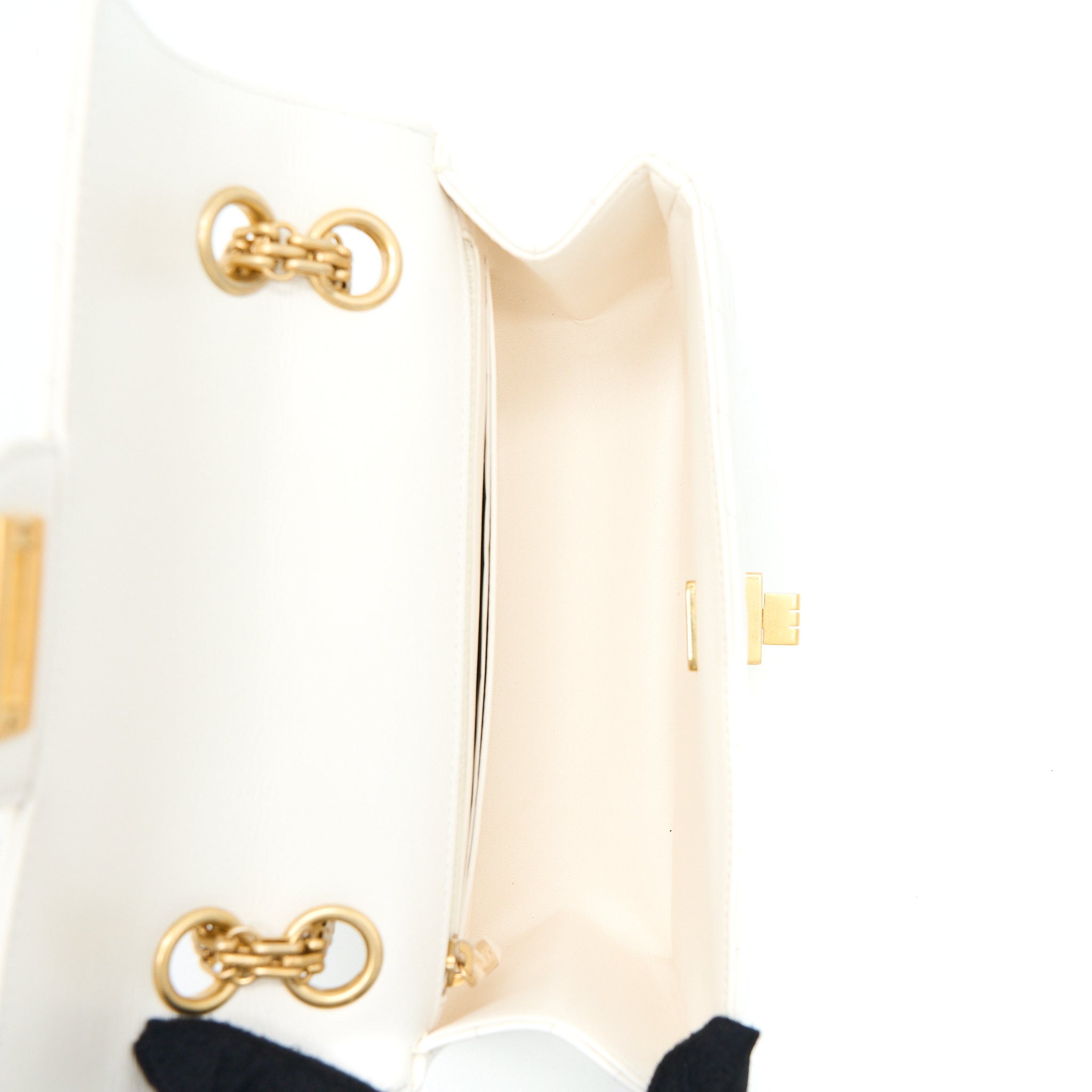 CHANEL MINI 2.55 REISSUE CHEVRON FLAP BAG AGED CALFSKIN WHITE BRUSHED GHW (MICROCHIP)
