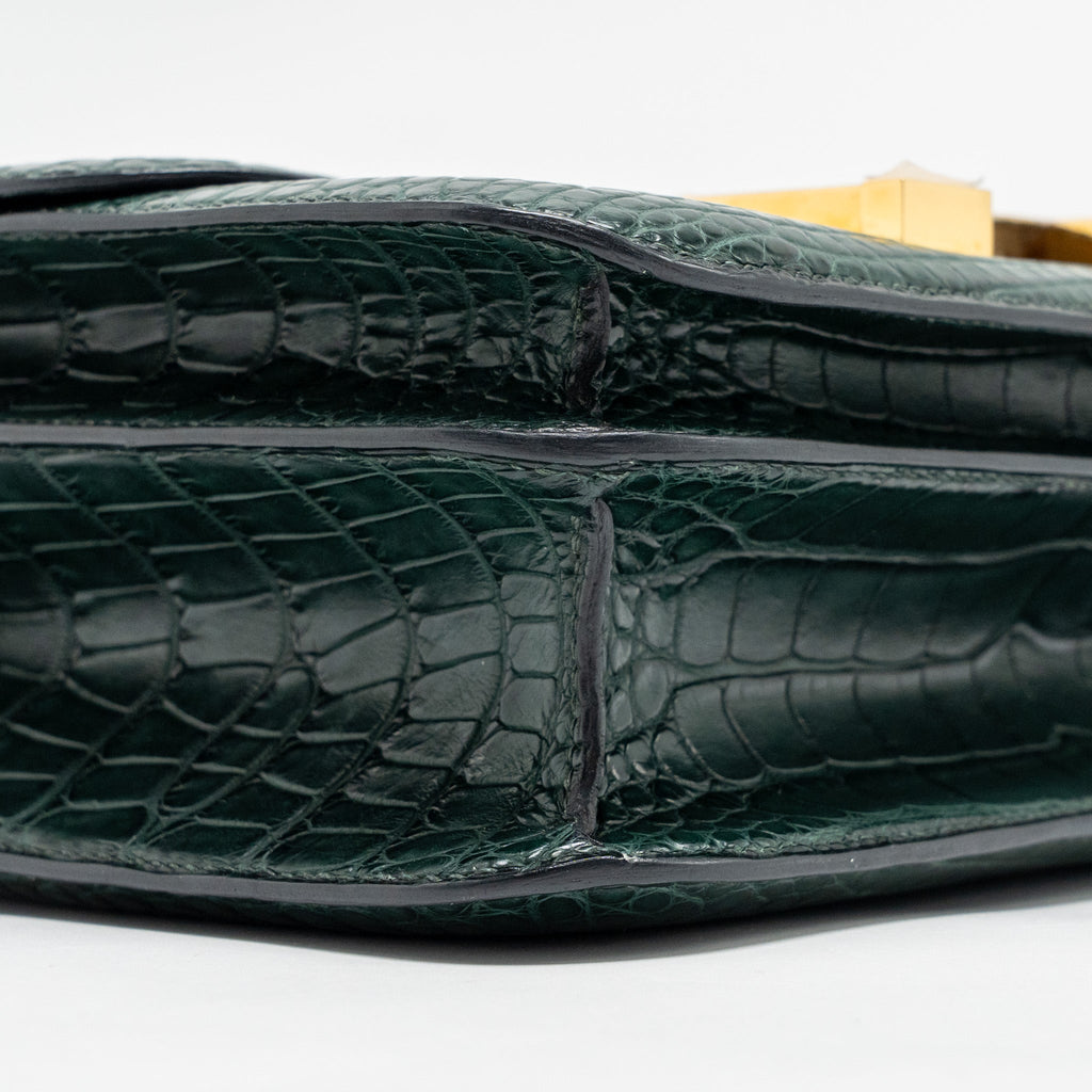 HERMES CONSTANCE 24 ALLIGATOR MISSISSIPPIENSIS MAT VERT FONCE GHW