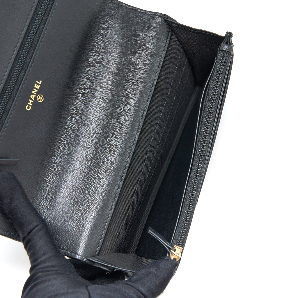 CHANEL 19 WALLET ON CHAIN LAMBSKIN BLACK MULTICOLOUR HARDWARE