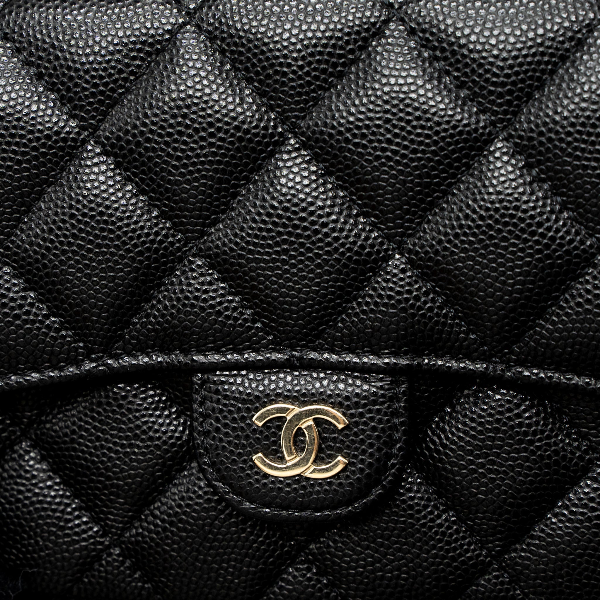 CHANEL DOUBLE POCKET WALLET ON CHAIN CAVIAR BLACK LGHW (MICROCHIP)