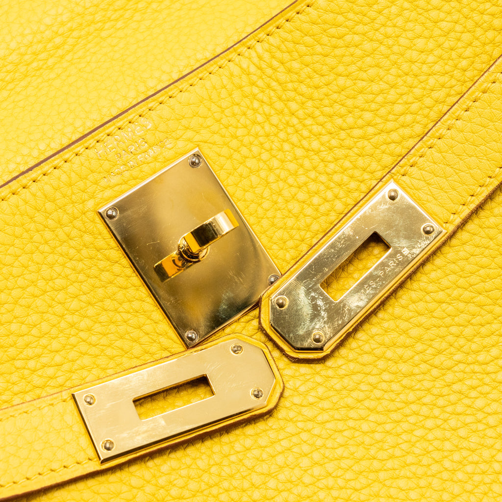 HERMES SHOULDER KELLY CLEMENCE 9D JAUNE AMBER GHW