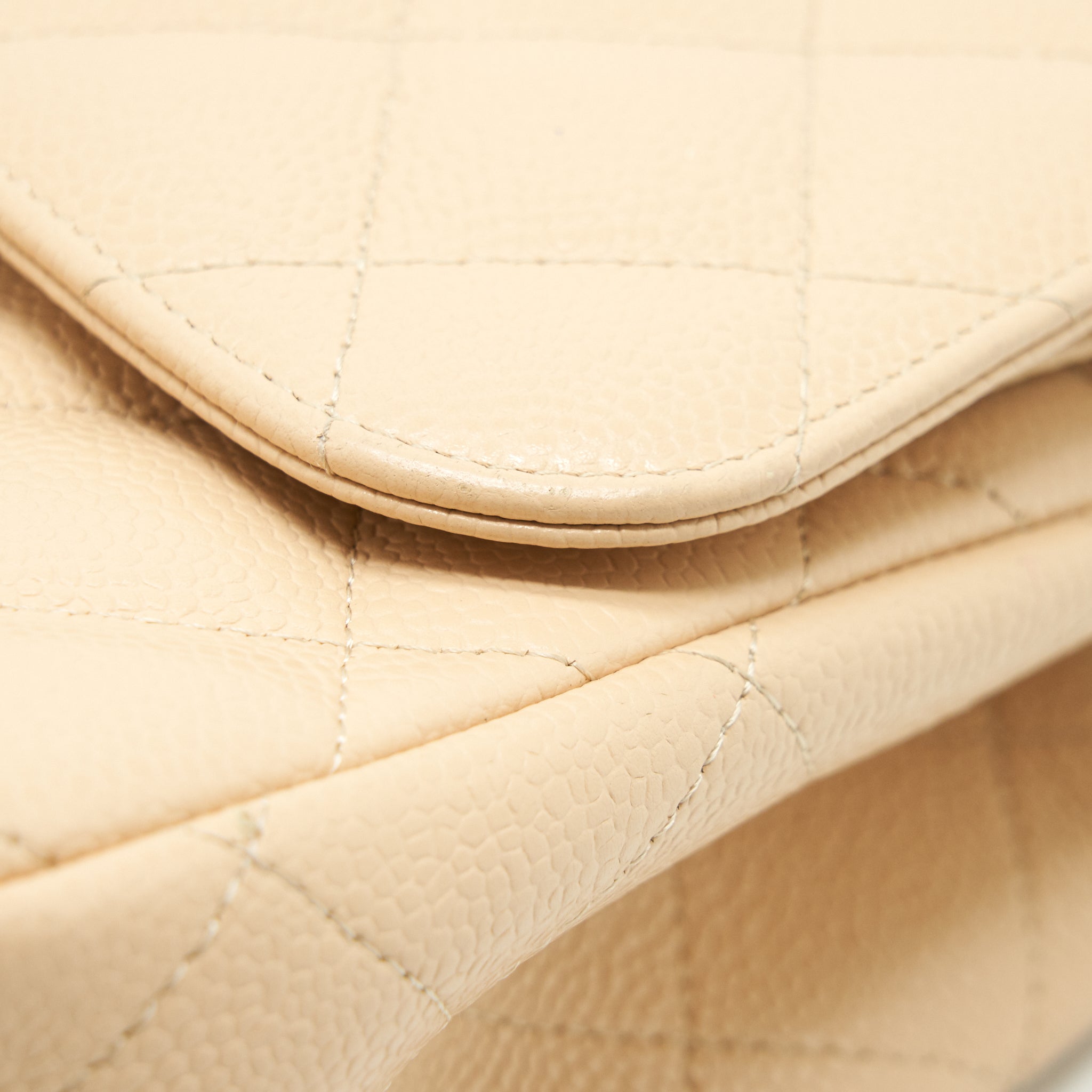 CHANEL CLASSIC JUMBO DOUBLE FLAP BAG CAVIAR BEIGE SHW