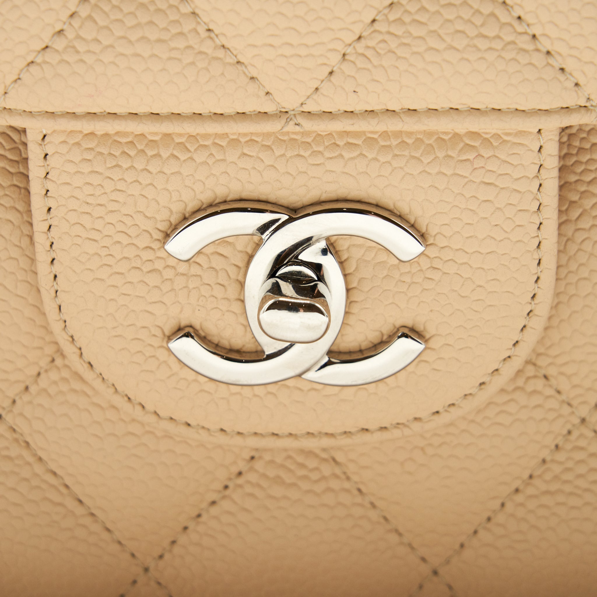 CHANEL CLASSIC JUMBO DOUBLE FLAP BAG CAVIAR BEIGE SHW