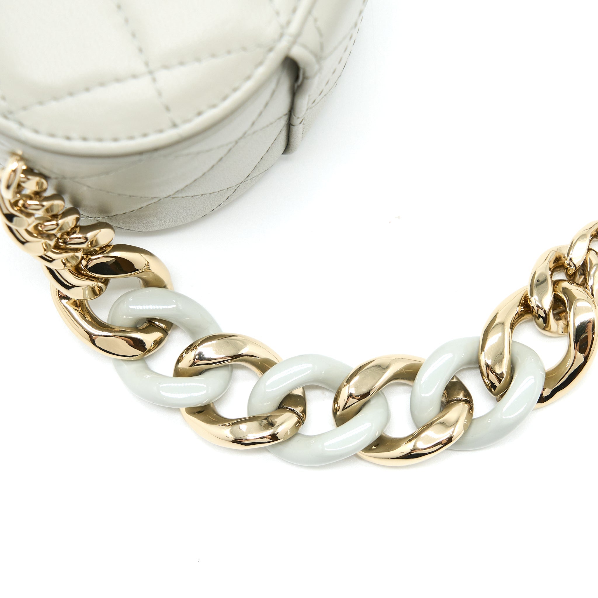 CHANEL GIANT CHAIN MINI VANITY CASE LAMBSKIN LIGHT GREY LGHW