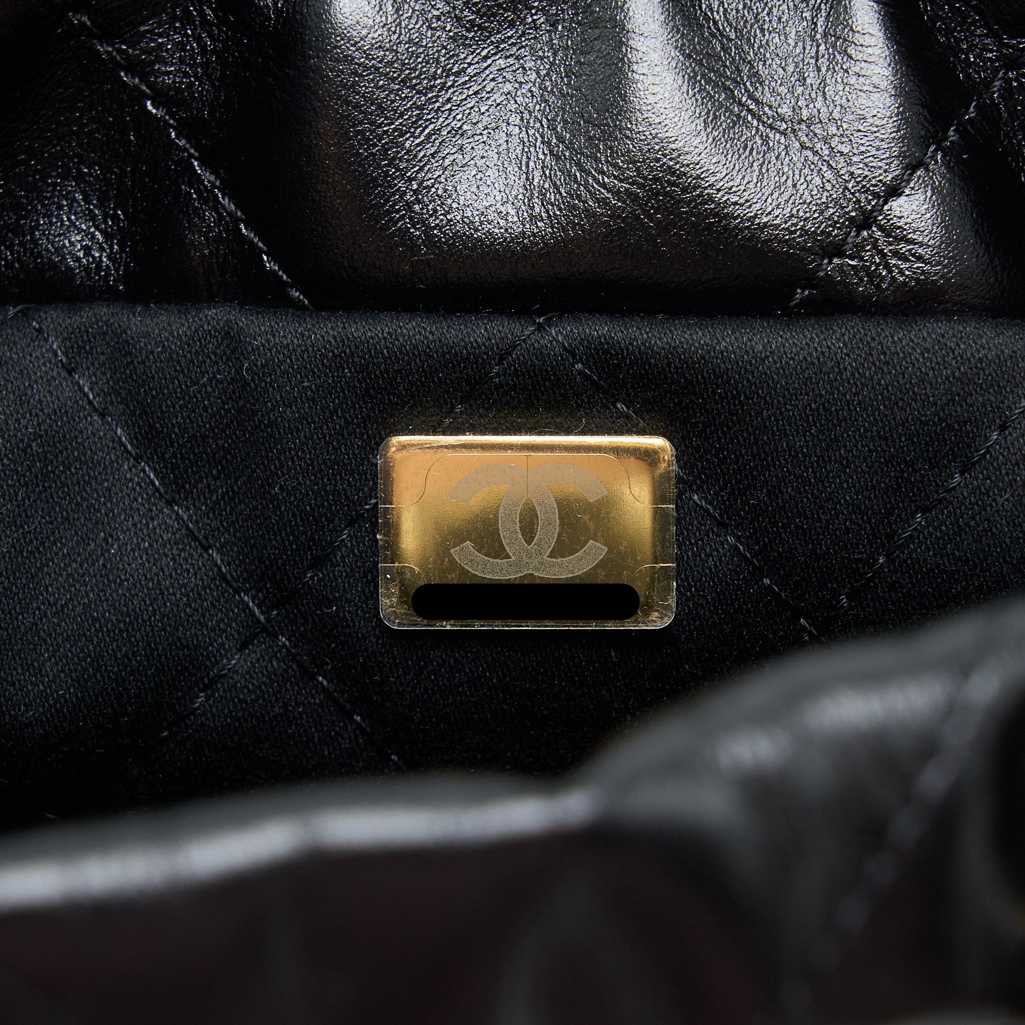 CHANEL MINI 22 BAG SHINY CALFSKIN BLACK BRUSHED GHW (MICROCHIP)