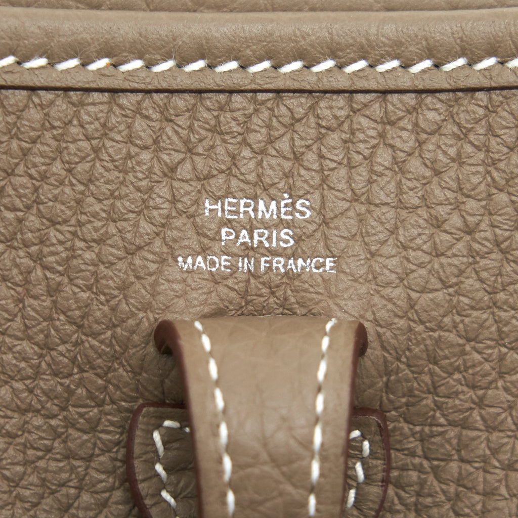 HERMES MINI EVELYNE ETOUPE/ BLUE INDIGO SHW