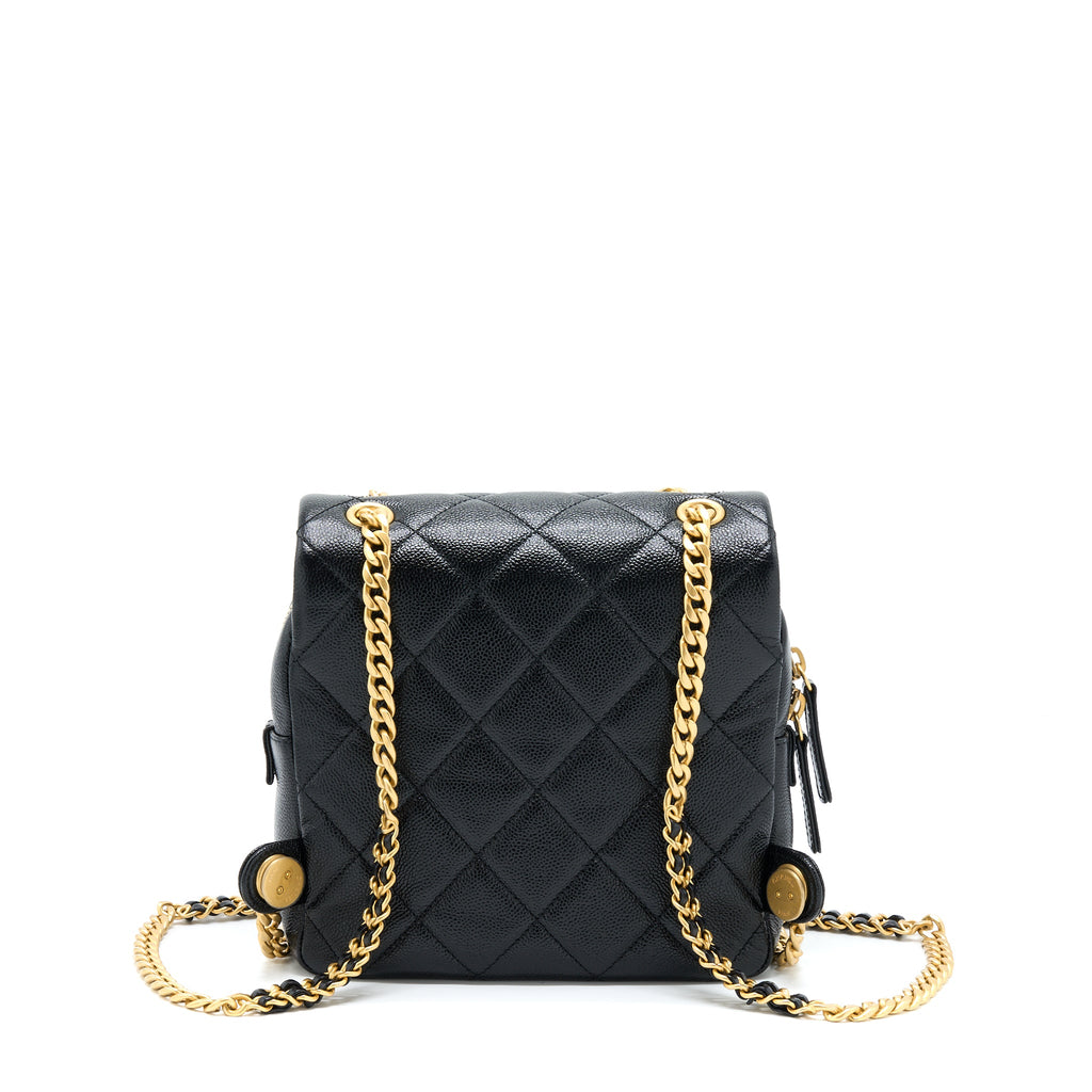 CHANEL 22P FLAP BACKPACK CAVIAR BLACK GHW (MICROCHIP)