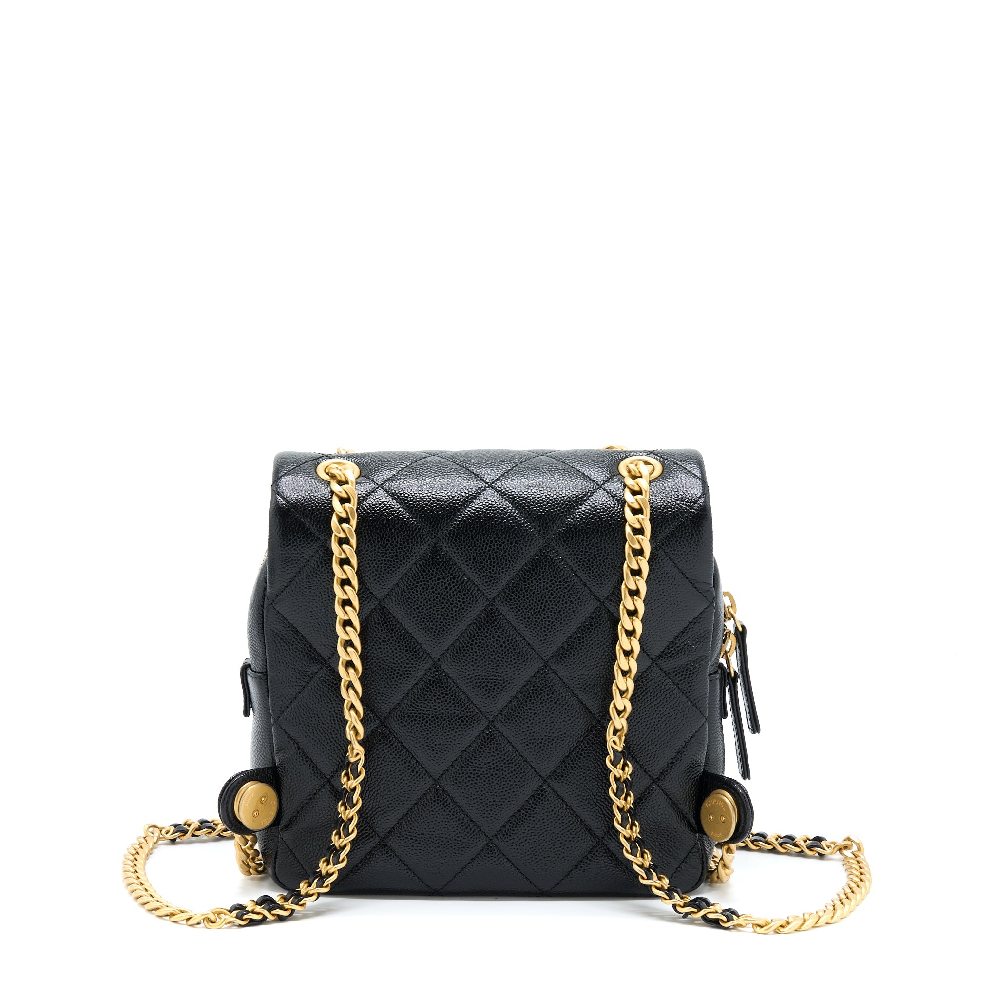 CHANEL 22P FLAP BACKPACK CAVIAR BLACK GHW (MICROCHIP)