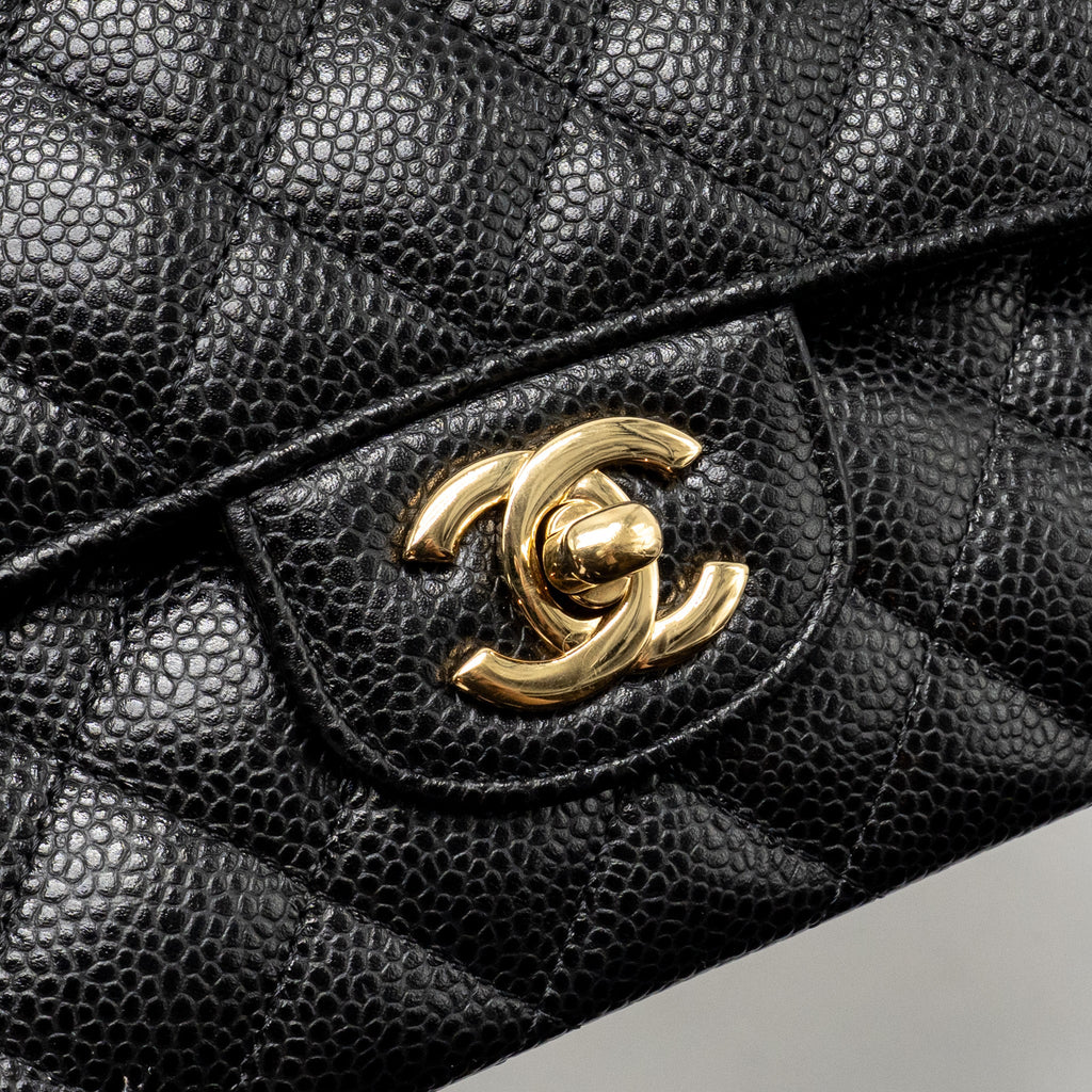 CHANEL MEDIUM CLASSIC DOUBLE FLAP BAG CAVIAR BLACK GHW