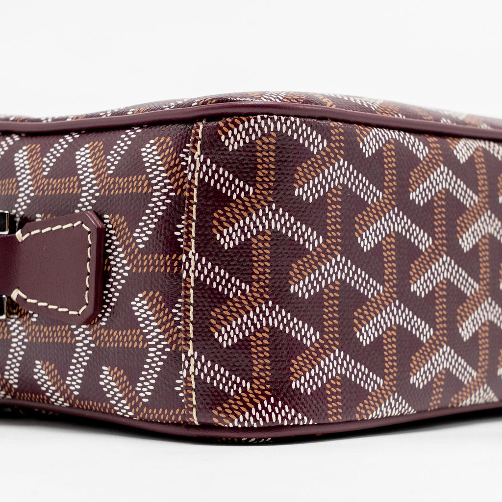 GOYARD CAP-VERT PM BAG GOYARDINE CANVAS/CERVON CALFSKIN BURGUNDY SHW