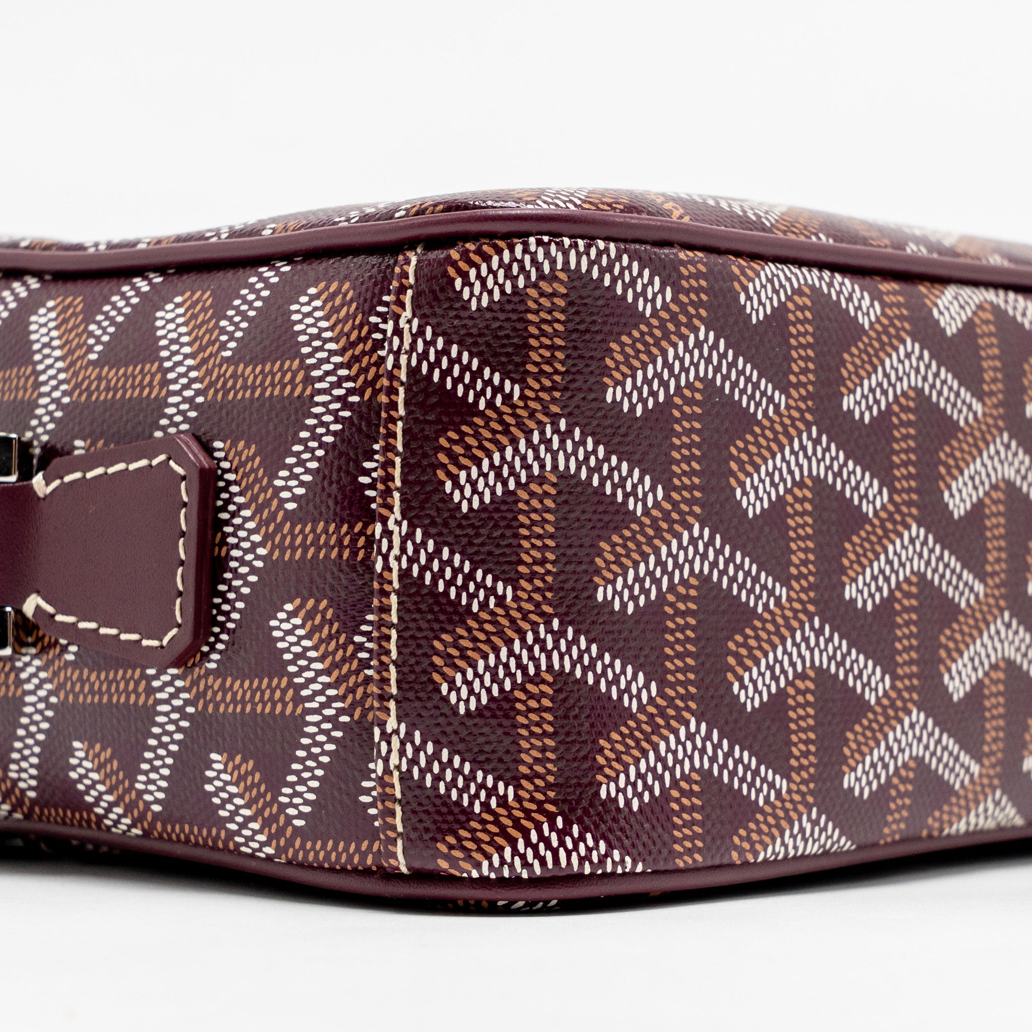 GOYARD CAP-VERT PM BAG GOYARDINE CANVAS/CERVON CALFSKIN BURGUNDY SHW