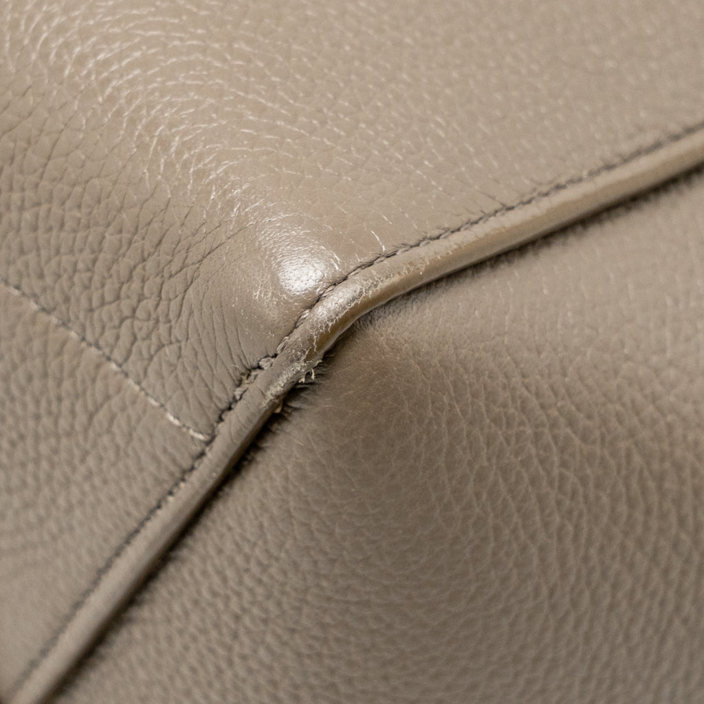 CELINE SANGLE BUCKET BAG GRAINED CALFSKIN GREY GHW