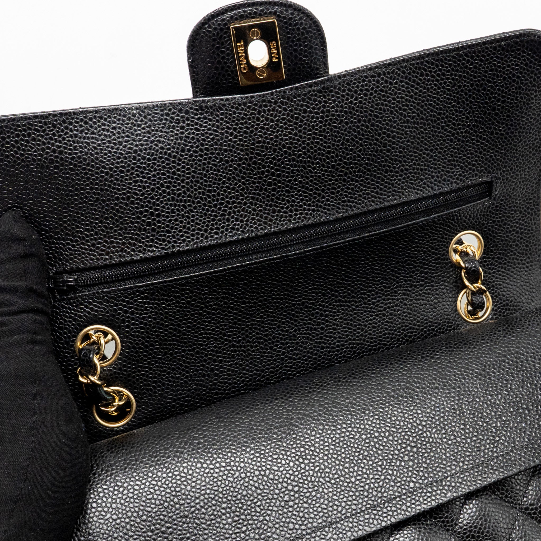 CHANEL MEDIUM CLASSIC DOUBLE FLAP BAG CAVIAR BLACK GHW
