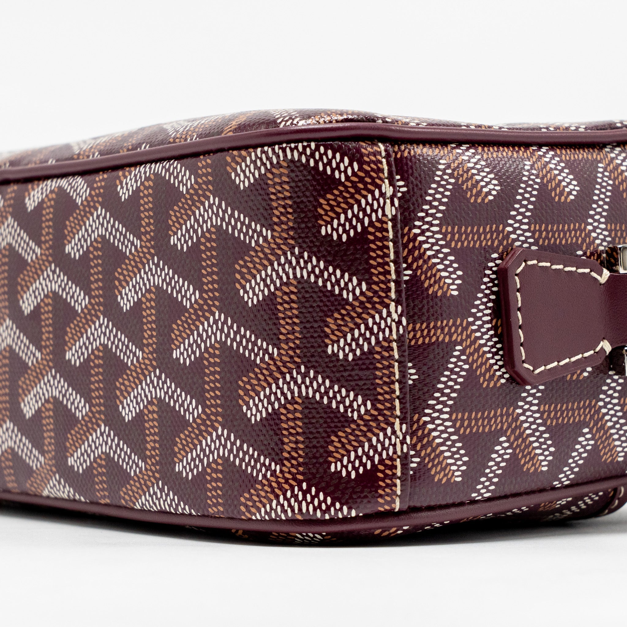 GOYARD CAP-VERT PM BAG GOYARDINE CANVAS/CERVON CALFSKIN BURGUNDY SHW