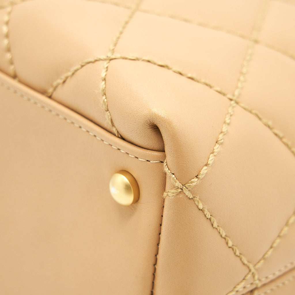 CHANEL VINTAGE QUILTED BEIGE SHOULDER BAG