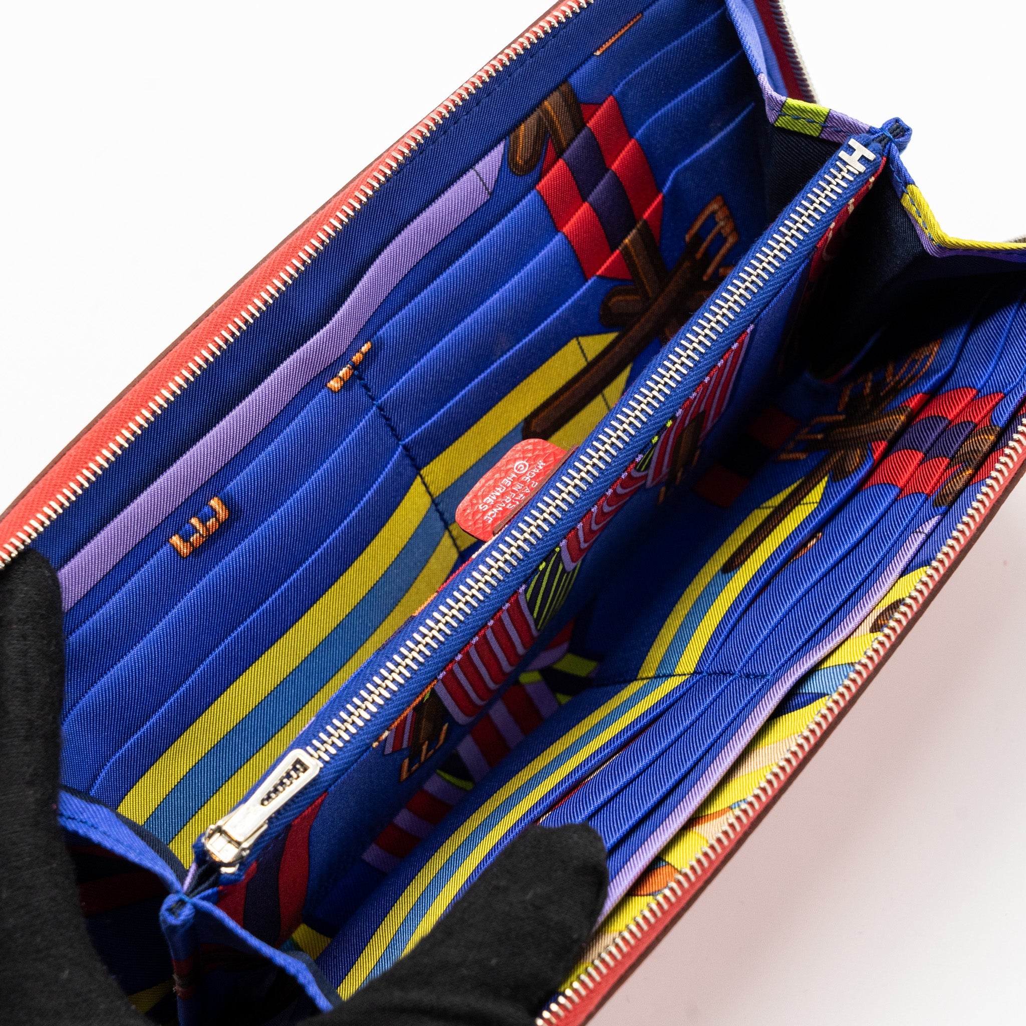 HERMES SILK IN LONG WALLET EPSOM RED SHW