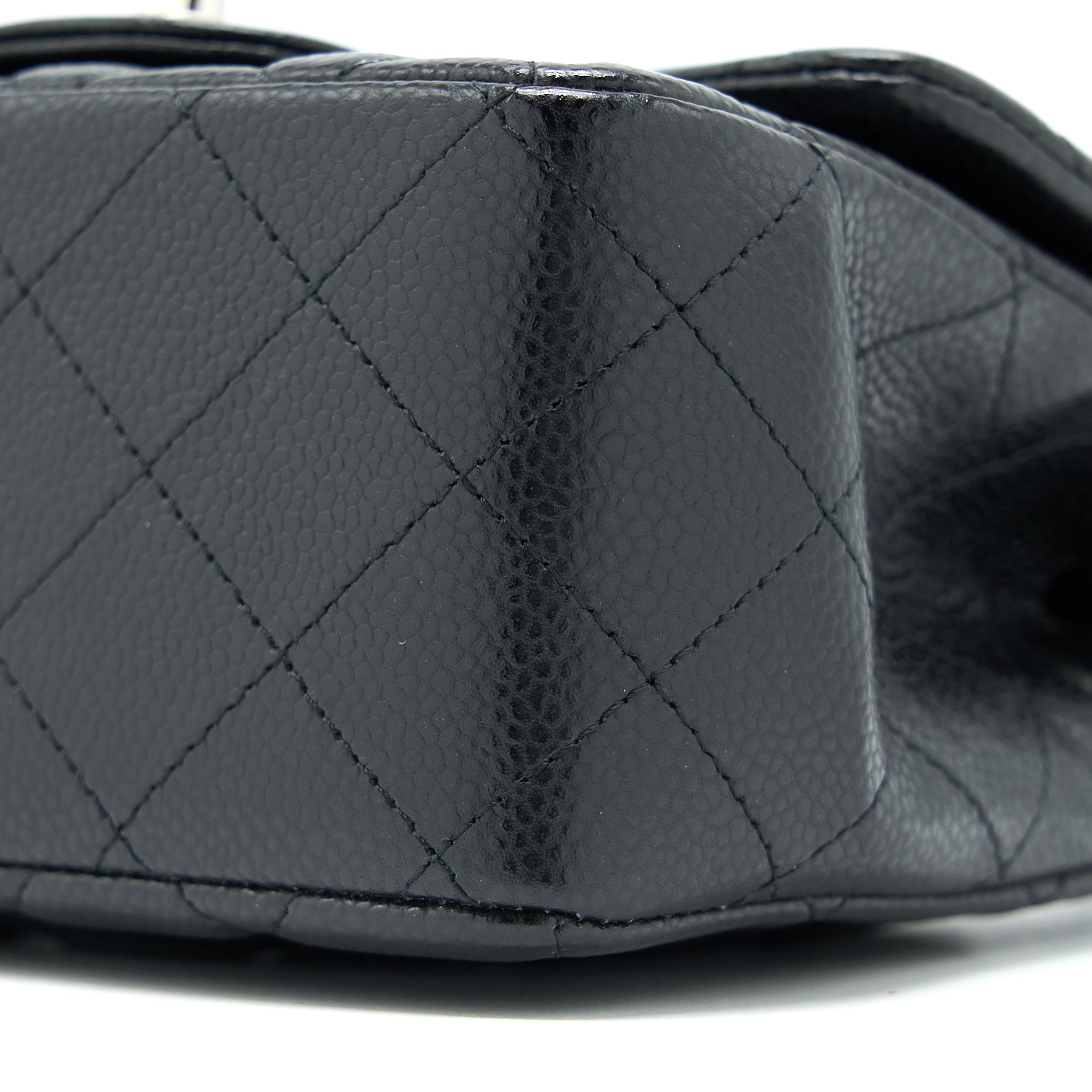 CHANEL CLASSIC MINI SQUARE FLAP BAG CAVIAR BLACK SHW