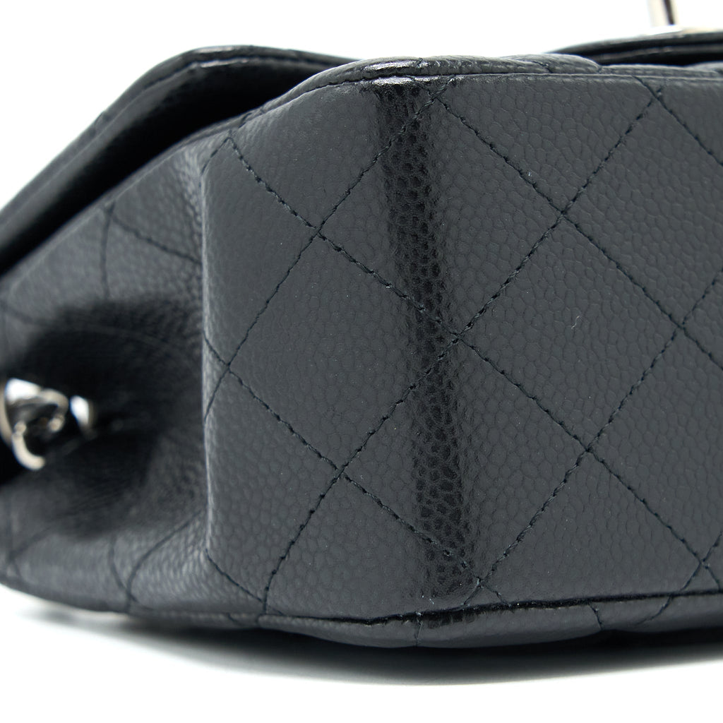 CHANEL CLASSIC MINI SQUARE FLAP BAG CAVIAR BLACK SHW