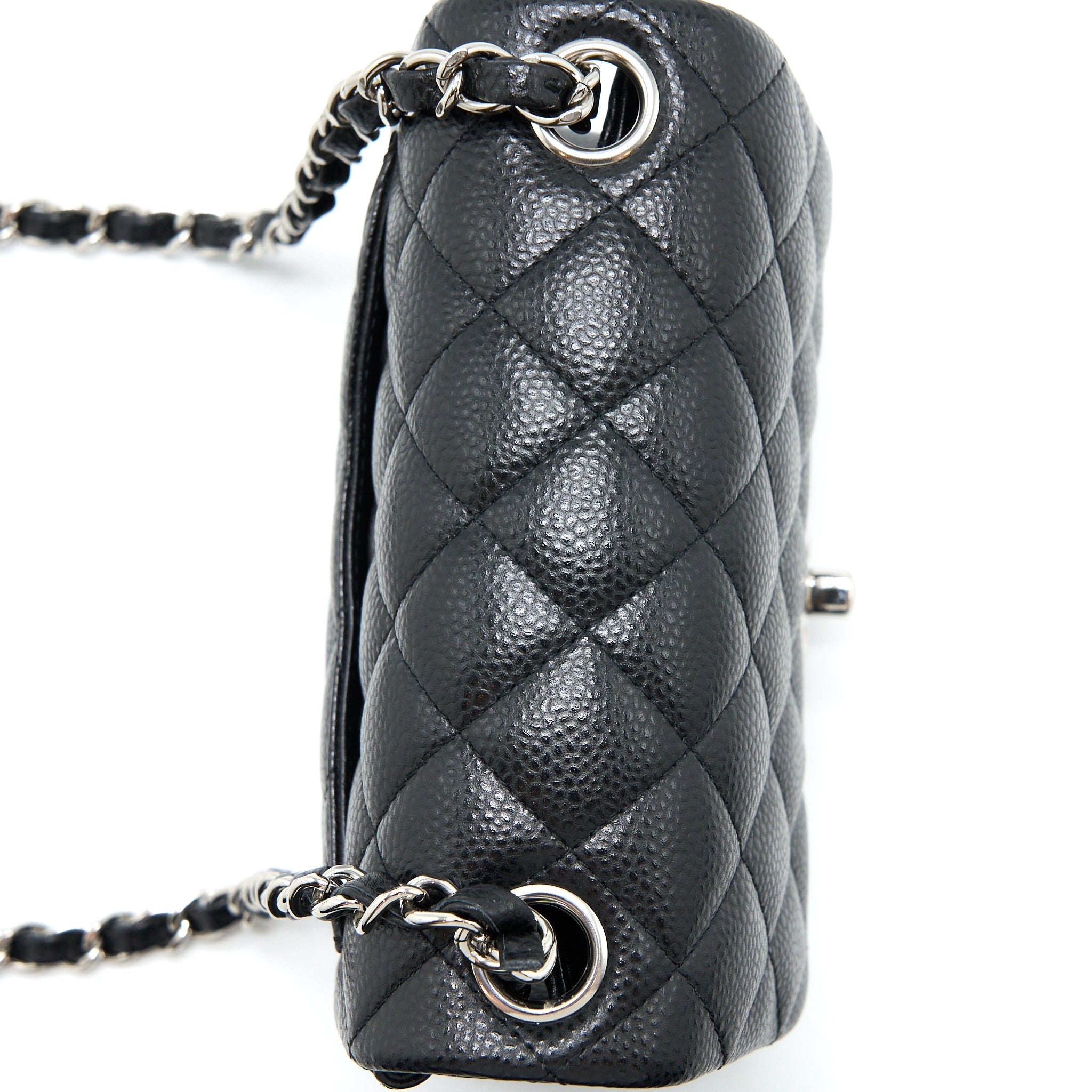 CHANEL CLASSIC MINI SQUARE FLAP BAG CAVIAR BLACK SHW