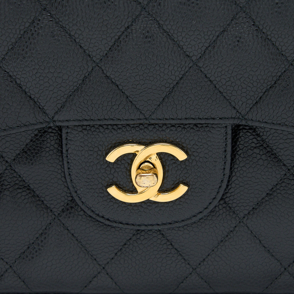 CHANEL JUMBO CLASSIC DOUBLE FLAP BAG CAVIAR BLACK GHW