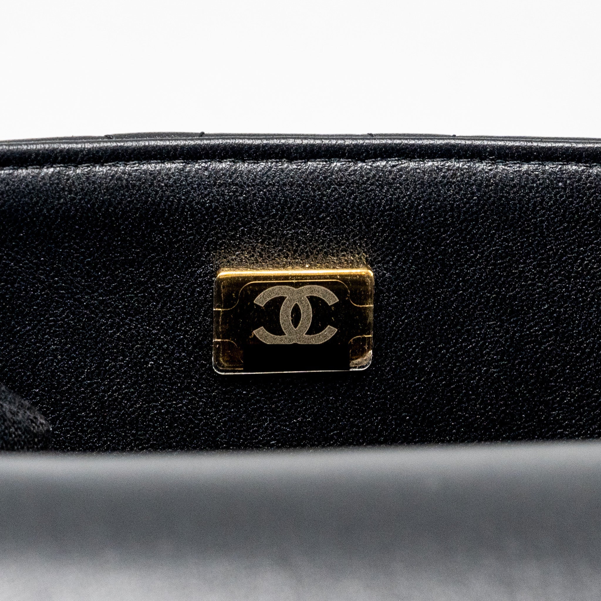 CHANEL TOP HANDLE MINI RECTANGULAR FLAP BAG LAMBSKIN BLACK LGHW (MICROCHIP)