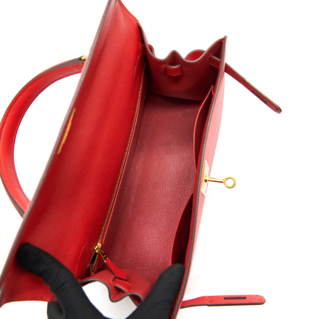 HERMES KELLY 28 ROUGE PIVOINE GHW