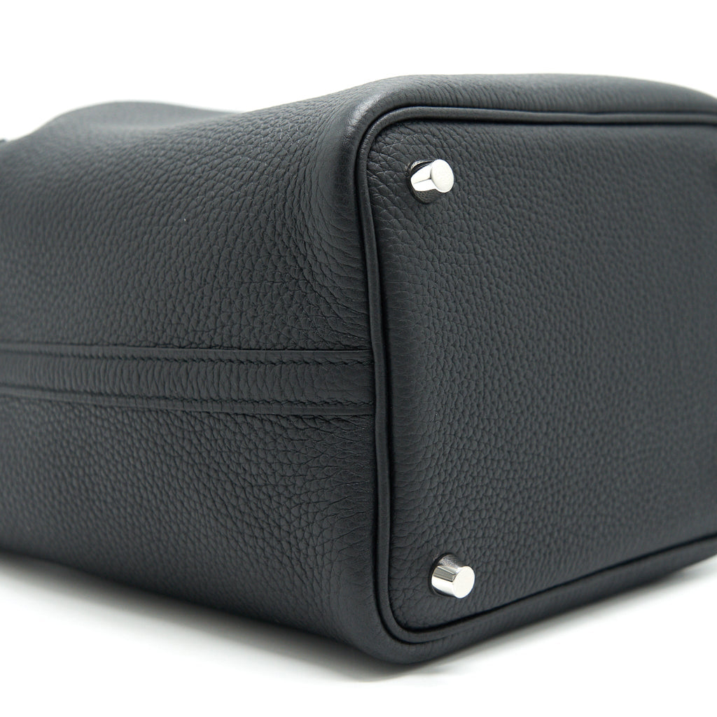 HERMES PICOTIN LOCK 18 TOUCH BAG CLEMENCE WITH ALLIGATOR HANDLE BLACK SHW