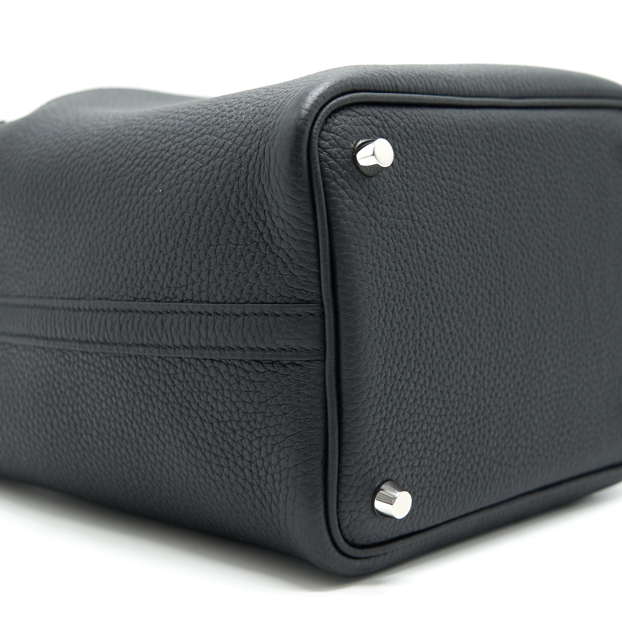 HERMES PICOTIN LOCK 18 TOUCH BAG CLEMENCE WITH ALLIGATOR HANDLE BLACK SHW