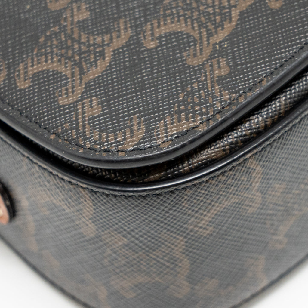 CELINE CLUTCH ON STRAP TABOU TRIOMPHE CANVAS/CALFSKIN TAN GHW