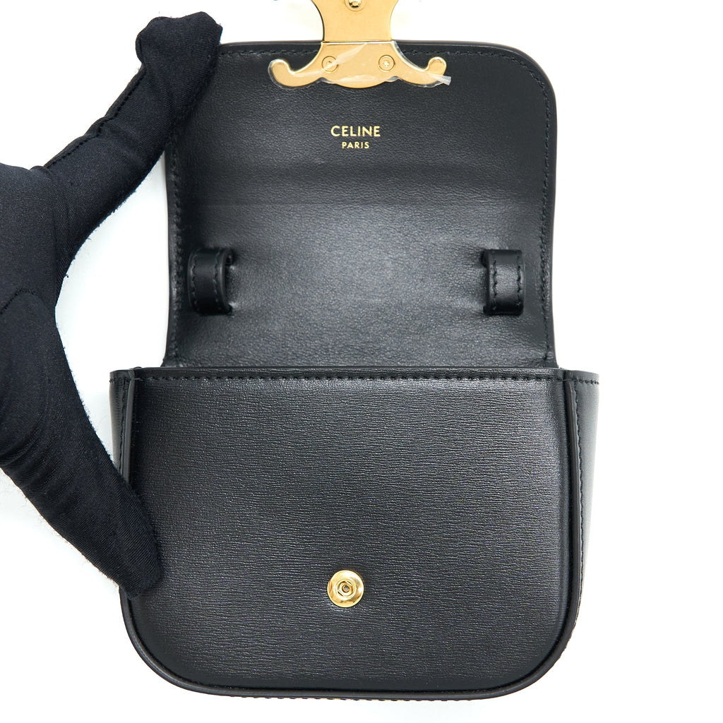 CELINE MINI TRIOMPHE IN SHINY CALFSKIN BLACK GHW