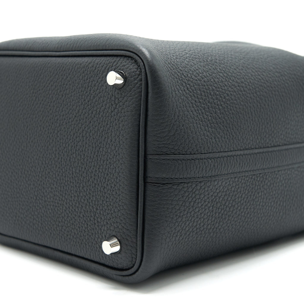 HERMES PICOTIN LOCK 18 TOUCH BAG CLEMENCE WITH ALLIGATOR HANDLE BLACK SHW
