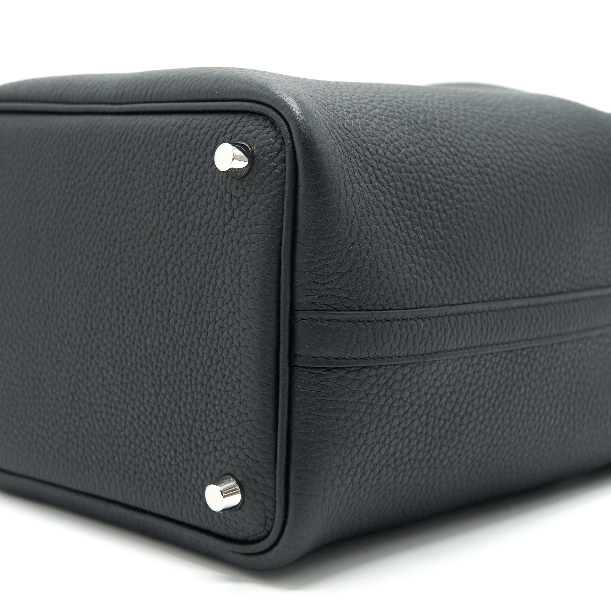 HERMES PICOTIN LOCK 18 TOUCH BAG CLEMENCE WITH ALLIGATOR HANDLE BLACK SHW