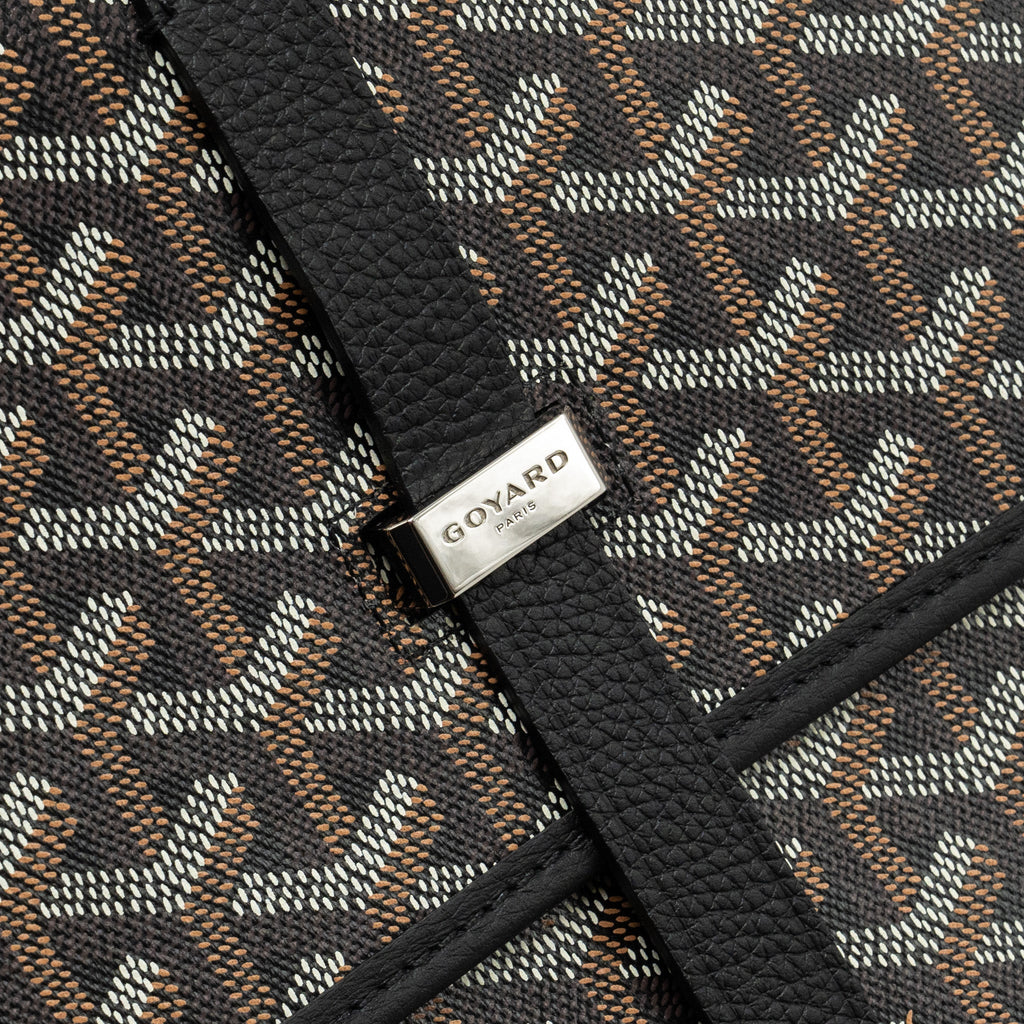 GOYARD BELVEDERE MM MESSENGER BAG GOYARDINE CANVAS/CALFSKIN BLACK SHW