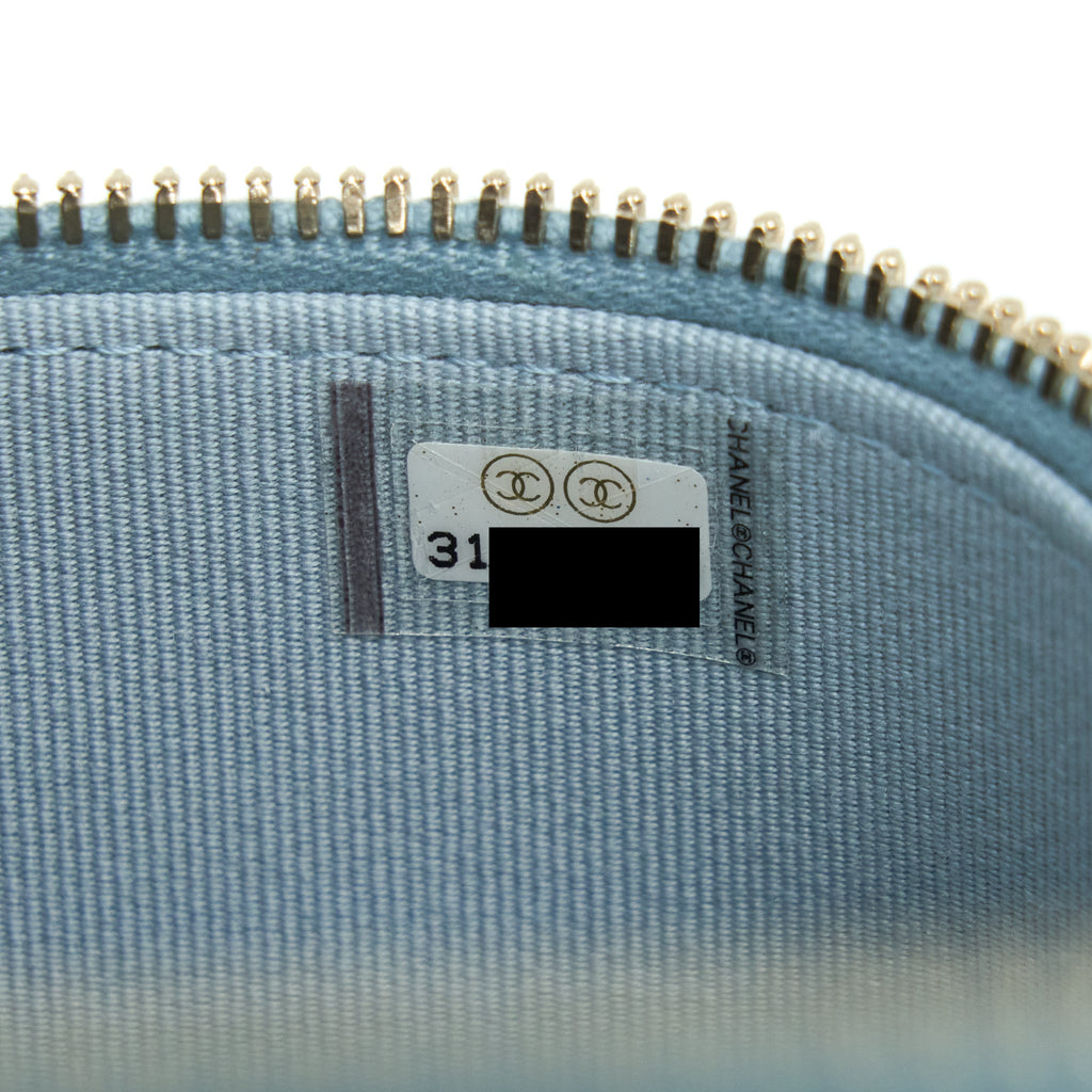 CHANEL 22P TOP HANDLE MINI VANITY WITH CHAIN LAMBSKIN LIGHT BLUE LGHW