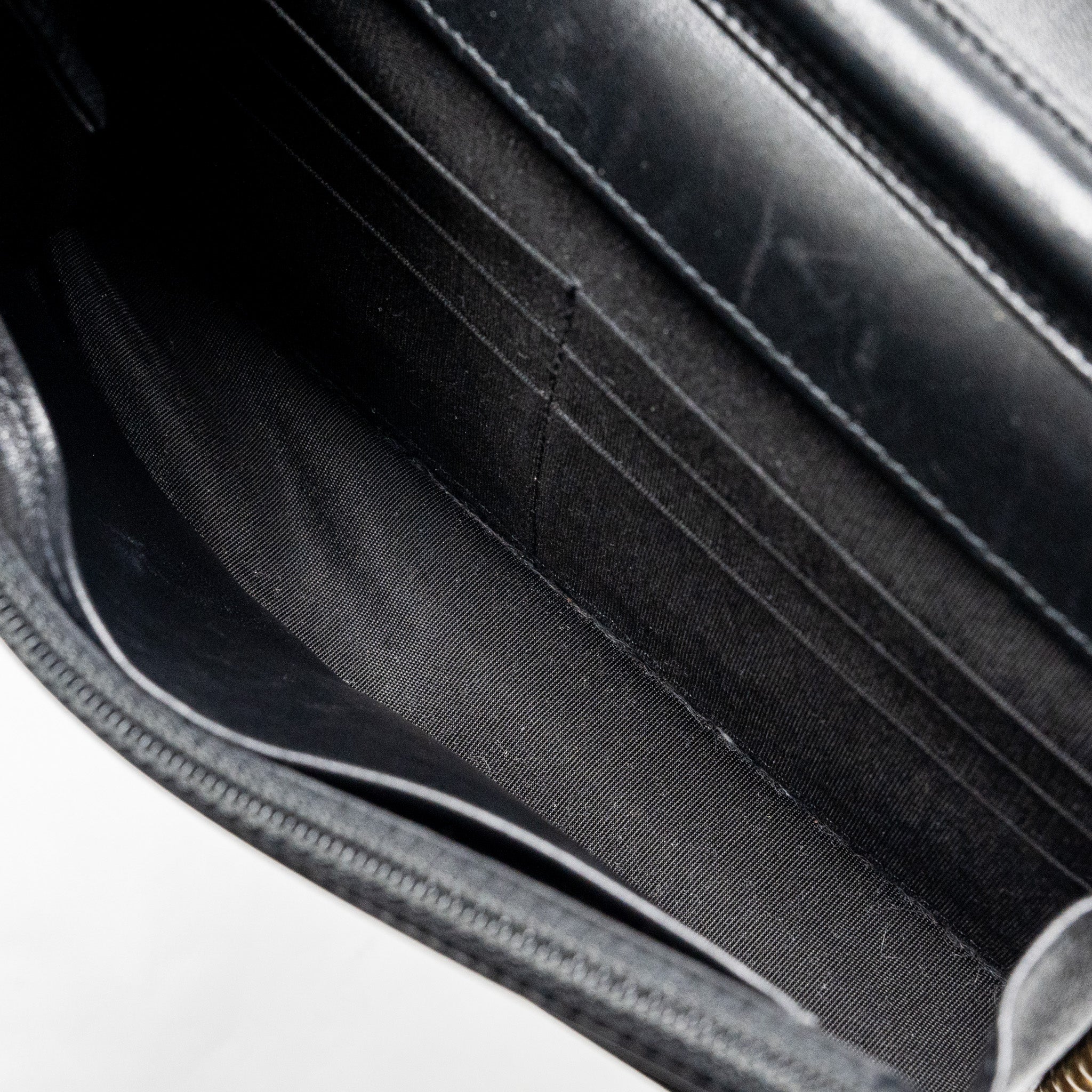 CHANEL BOY WALLET ON CHAIN LAMBSKIN BLACK BRUSHED GHW