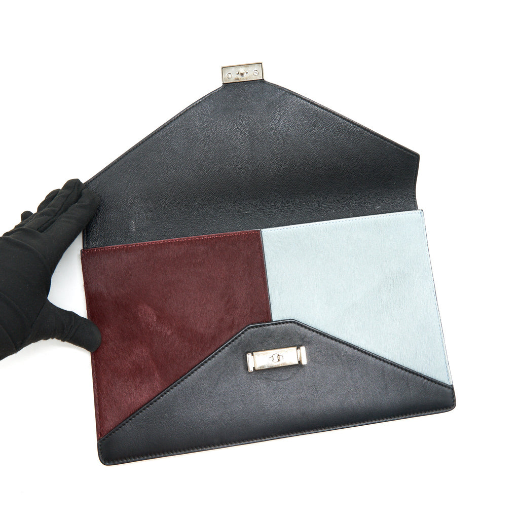 CELINE DIAMOND LEATHER CLUTCH IN MULTICOLOR