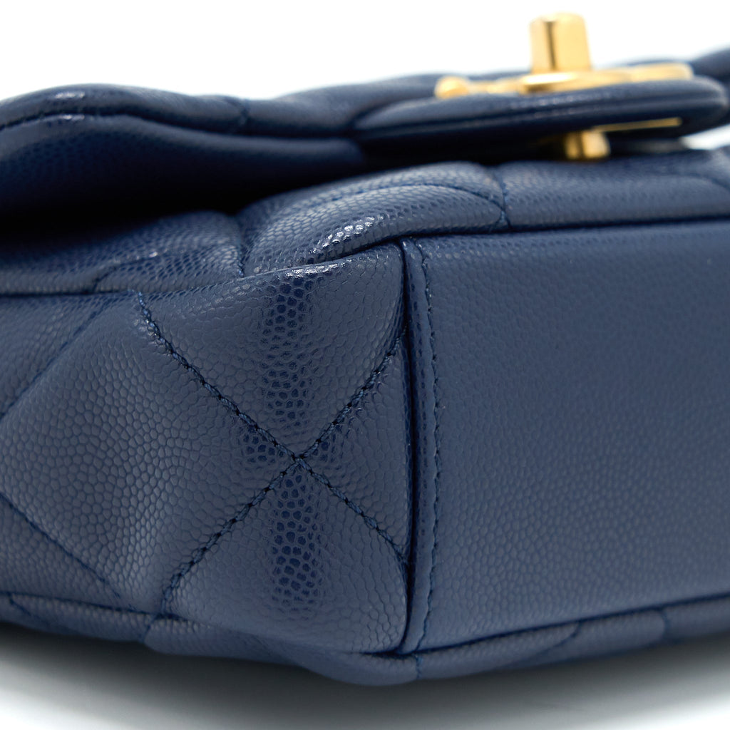 CHANEL 22A SMALL FLAP BAG CAVIAR NAVY BRUSHED GHW (MICROCHIP)