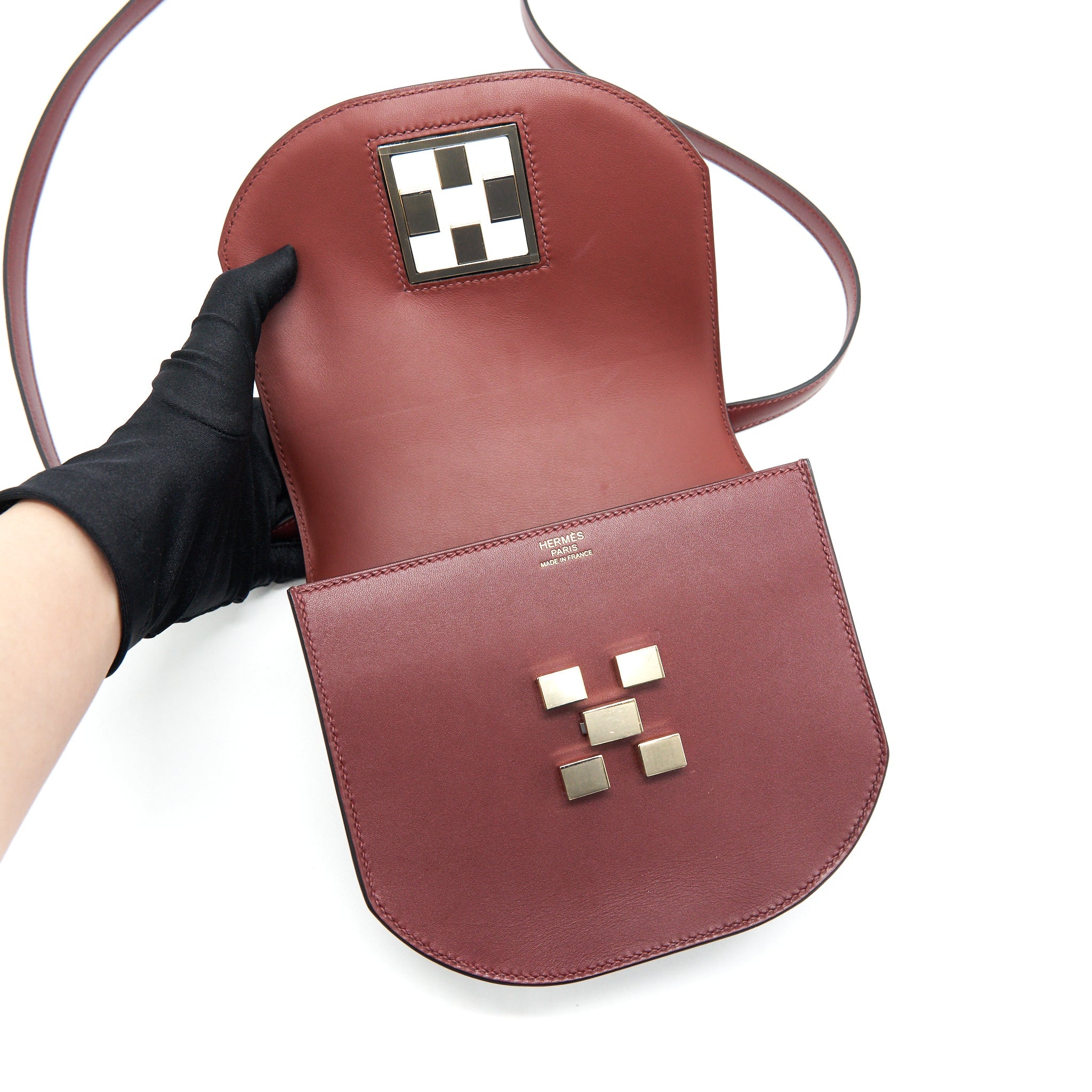 HERMES MASAIQUE 24 MINI BAG VEAU MONSIEUR 55 ROUGE H SHW