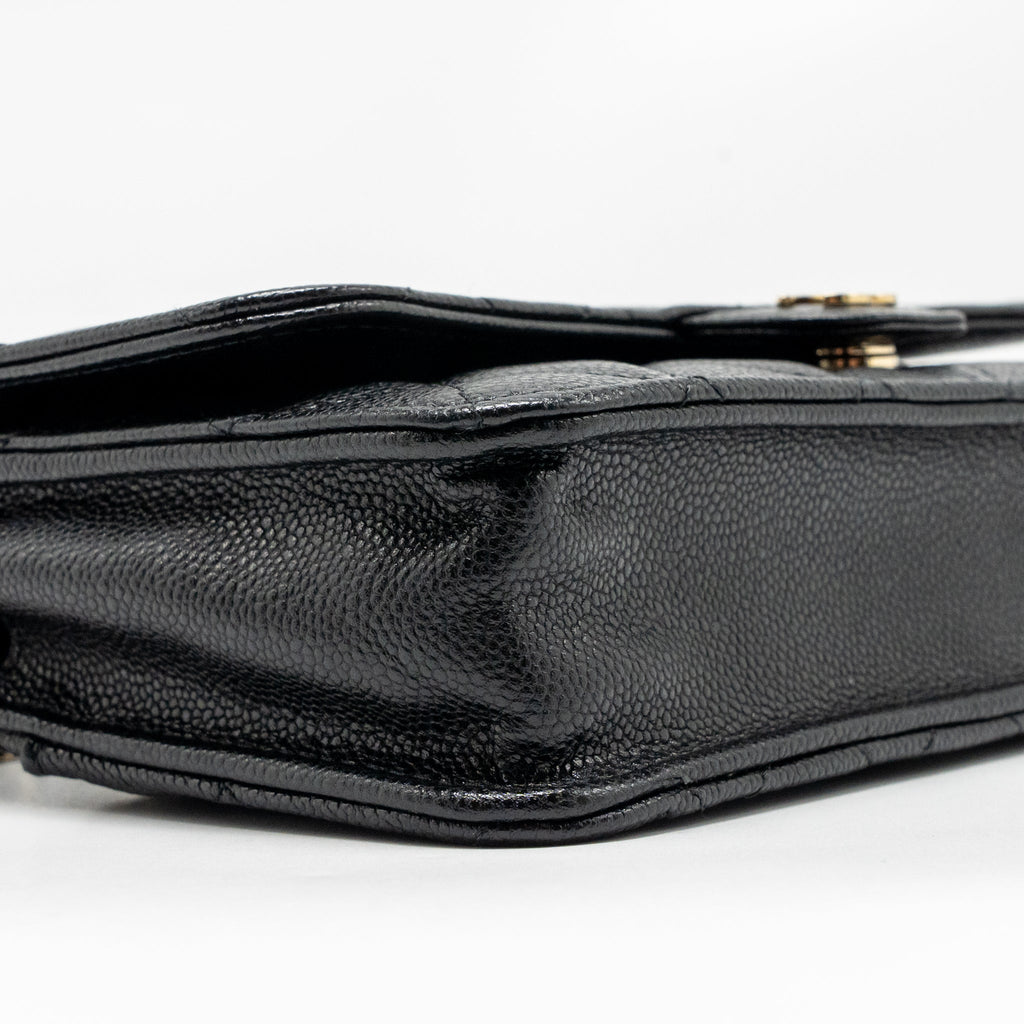 CHANEL QUILTED CC CLUTCH ON CHAIN CAVIAR BLACK LGHW (MICROCHIP)