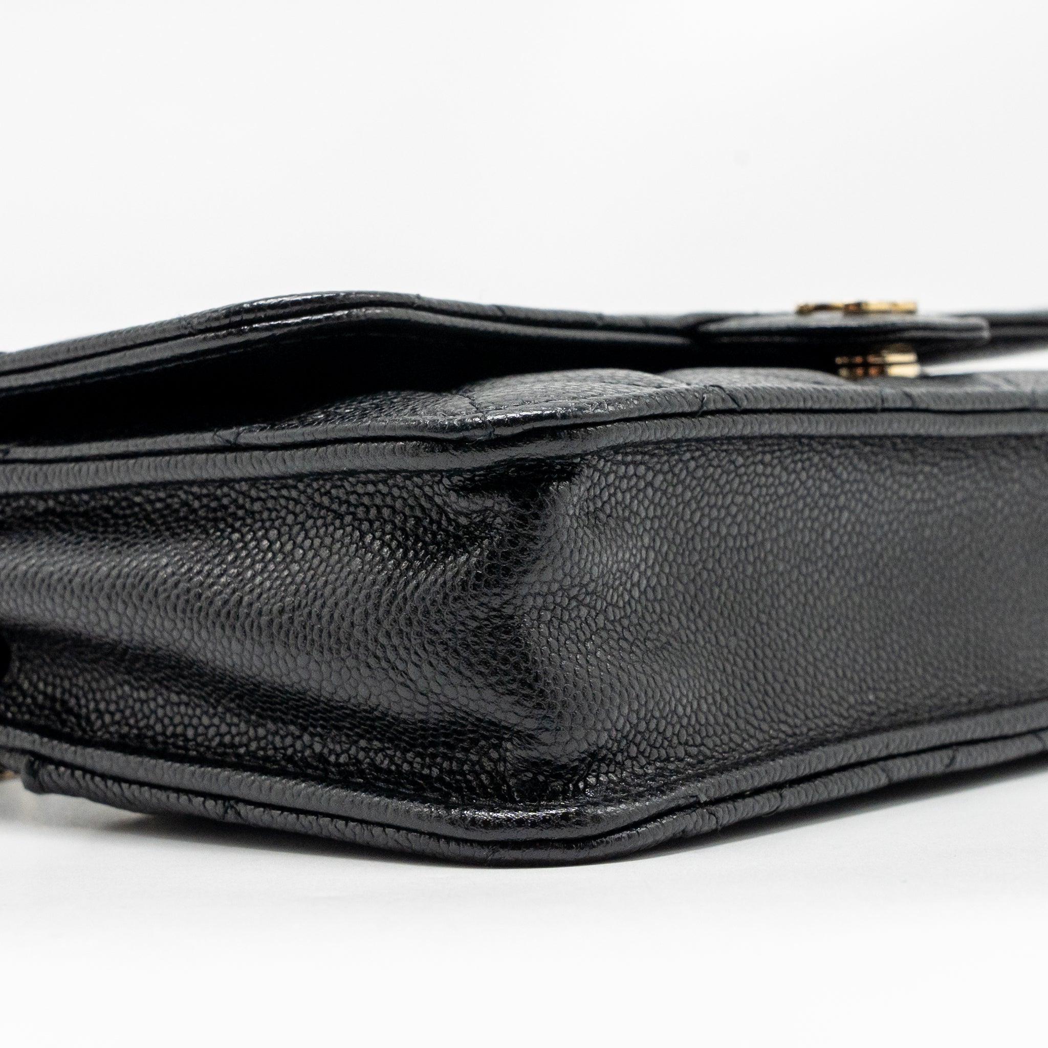 CHANEL QUILTED CC CLUTCH ON CHAIN CAVIAR BLACK LGHW (MICROCHIP)