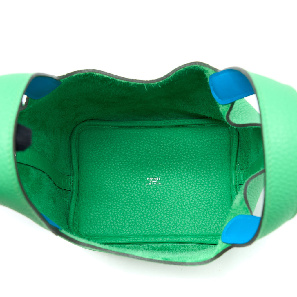 HERMES PICOTIN 18 LOCK BAG CLEMENCE VERT COMICS/BLEU FRIDA SHW