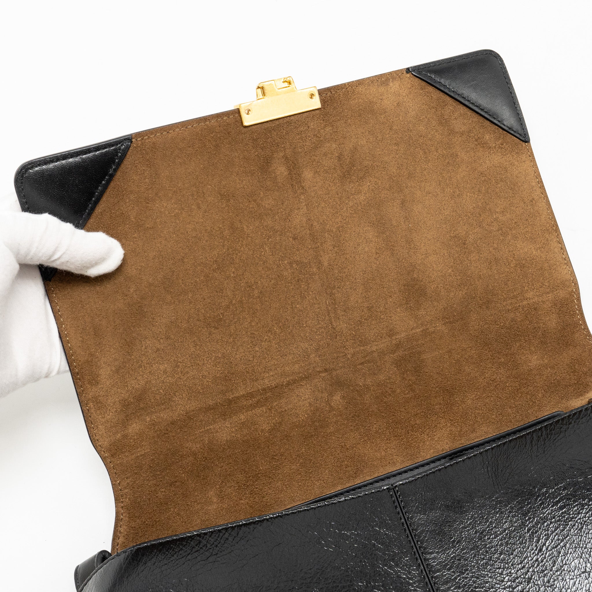 FENDI KAN U SHOULDER BAG LEATHER BLACK GHW