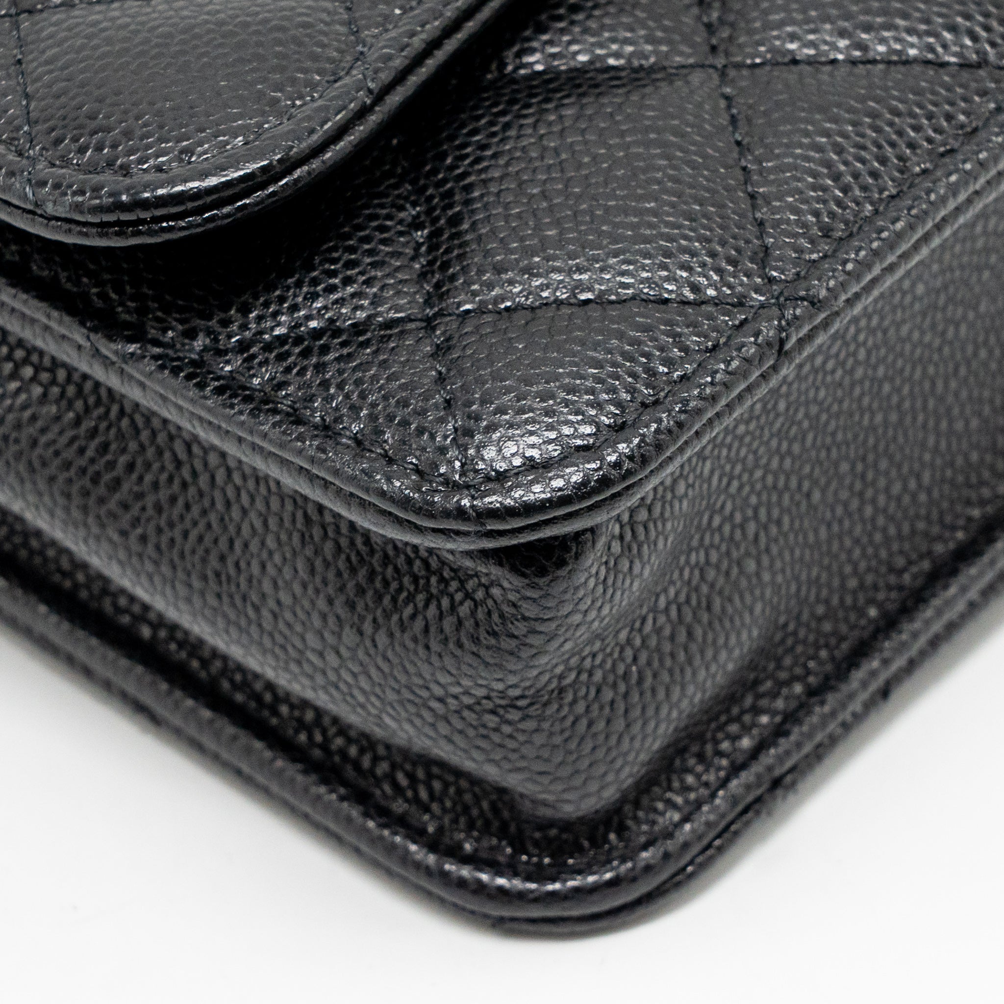 CHANEL QUILTED CC CLUTCH ON CHAIN CAVIAR BLACK LGHW (MICROCHIP)
