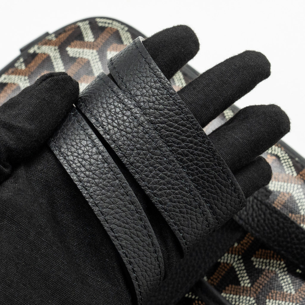 GOYARD BELVEDERE MM MESSENGER BAG GOYARDINE CANVAS/CALFSKIN BLACK SHW