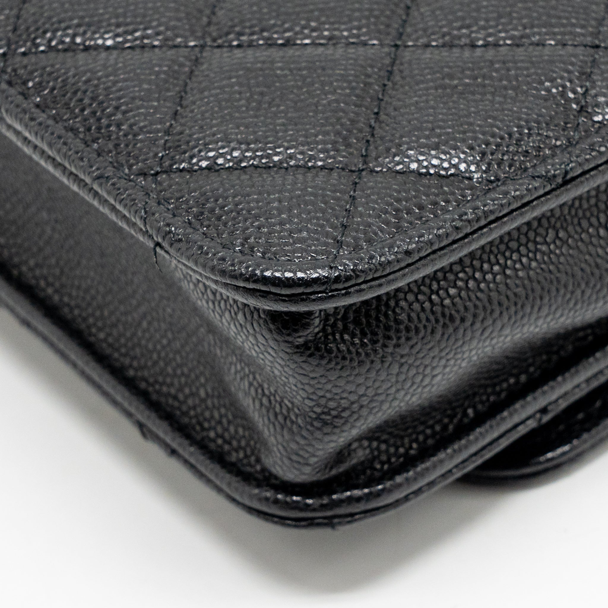 CHANEL QUILTED CC CLUTCH ON CHAIN CAVIAR BLACK LGHW (MICROCHIP)