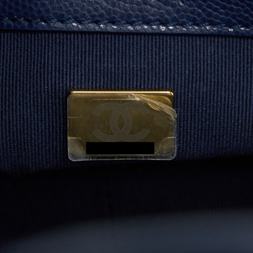 CHANEL 22A SMALL FLAP BAG CAVIAR NAVY BRUSHED GHW (MICROCHIP)